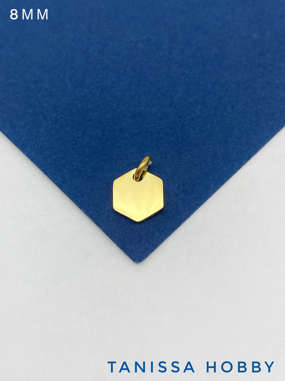 Подвеска восьмиугольник октагон шильдик, 8мм, сталь, позолота, Ш223