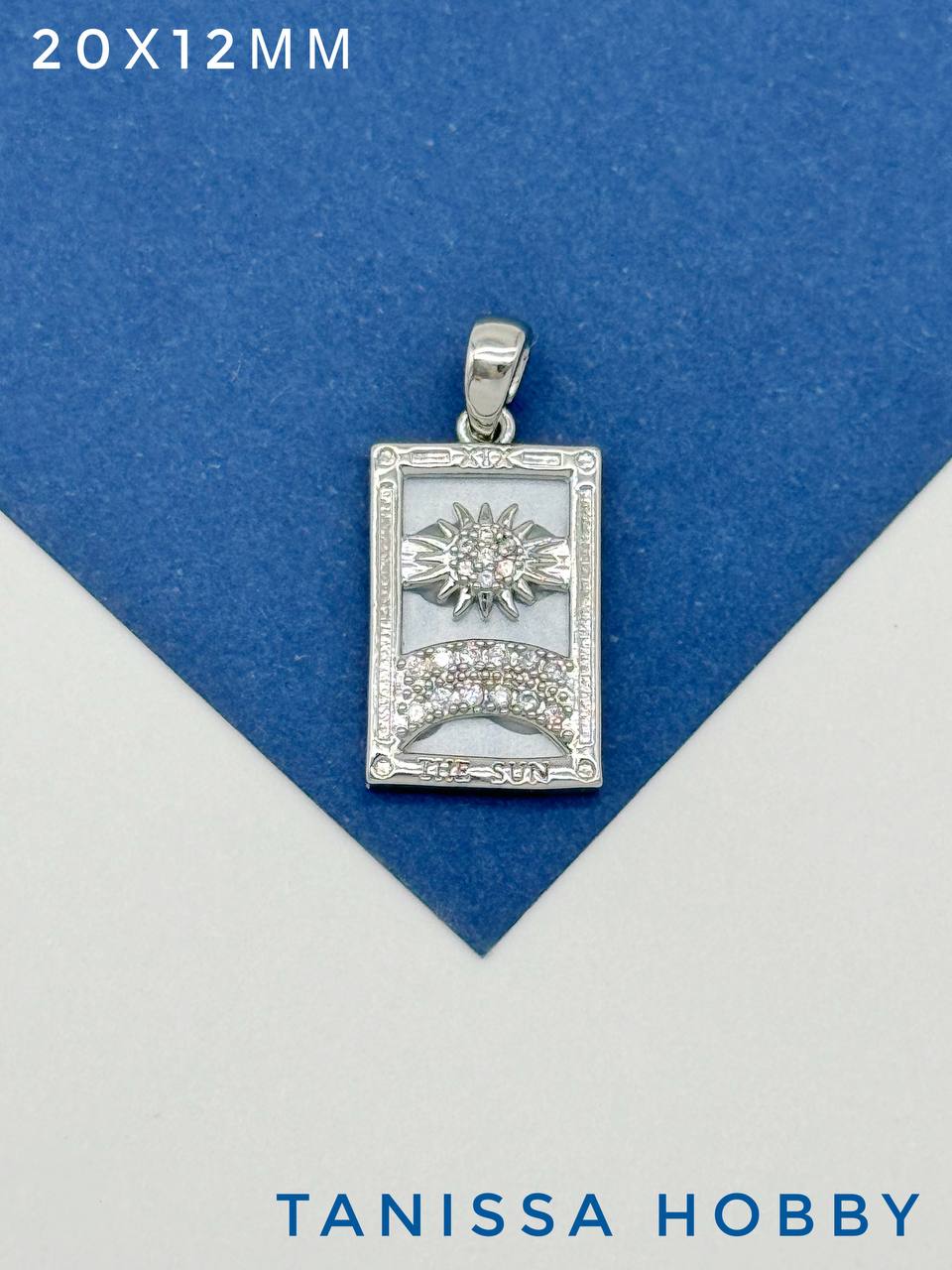 Подвеска карты Таро Солнце, белая, родий, Р405