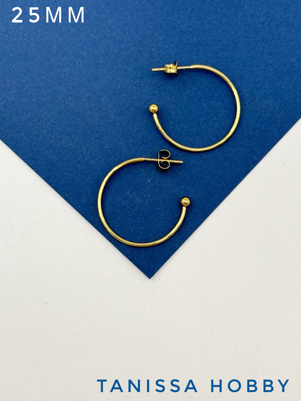 Швензы серьги кольца 25мм, сталь, позолота, Ч912