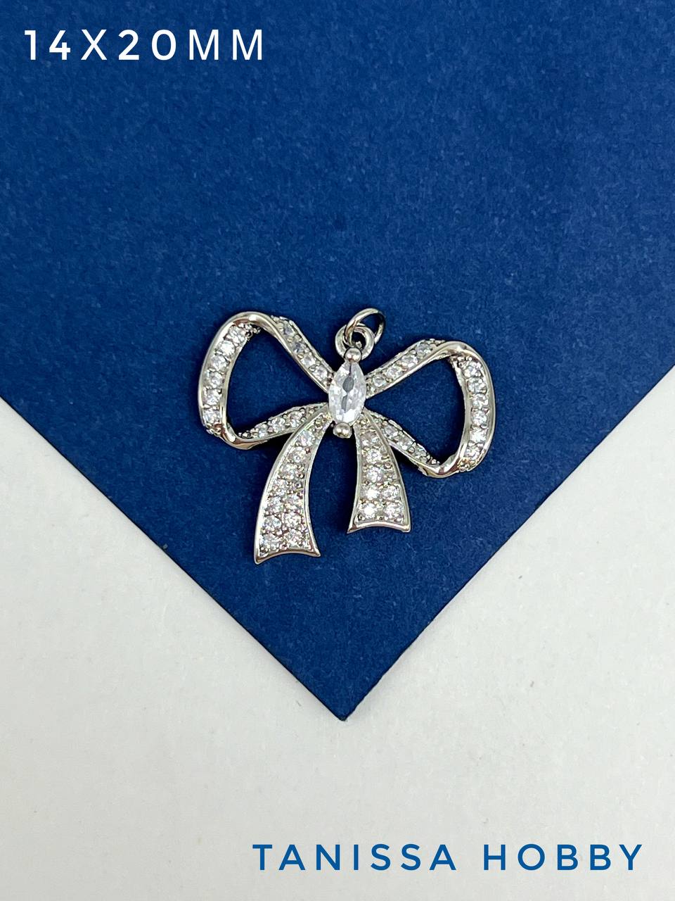 Подвеска бантик (левый), родий, С318