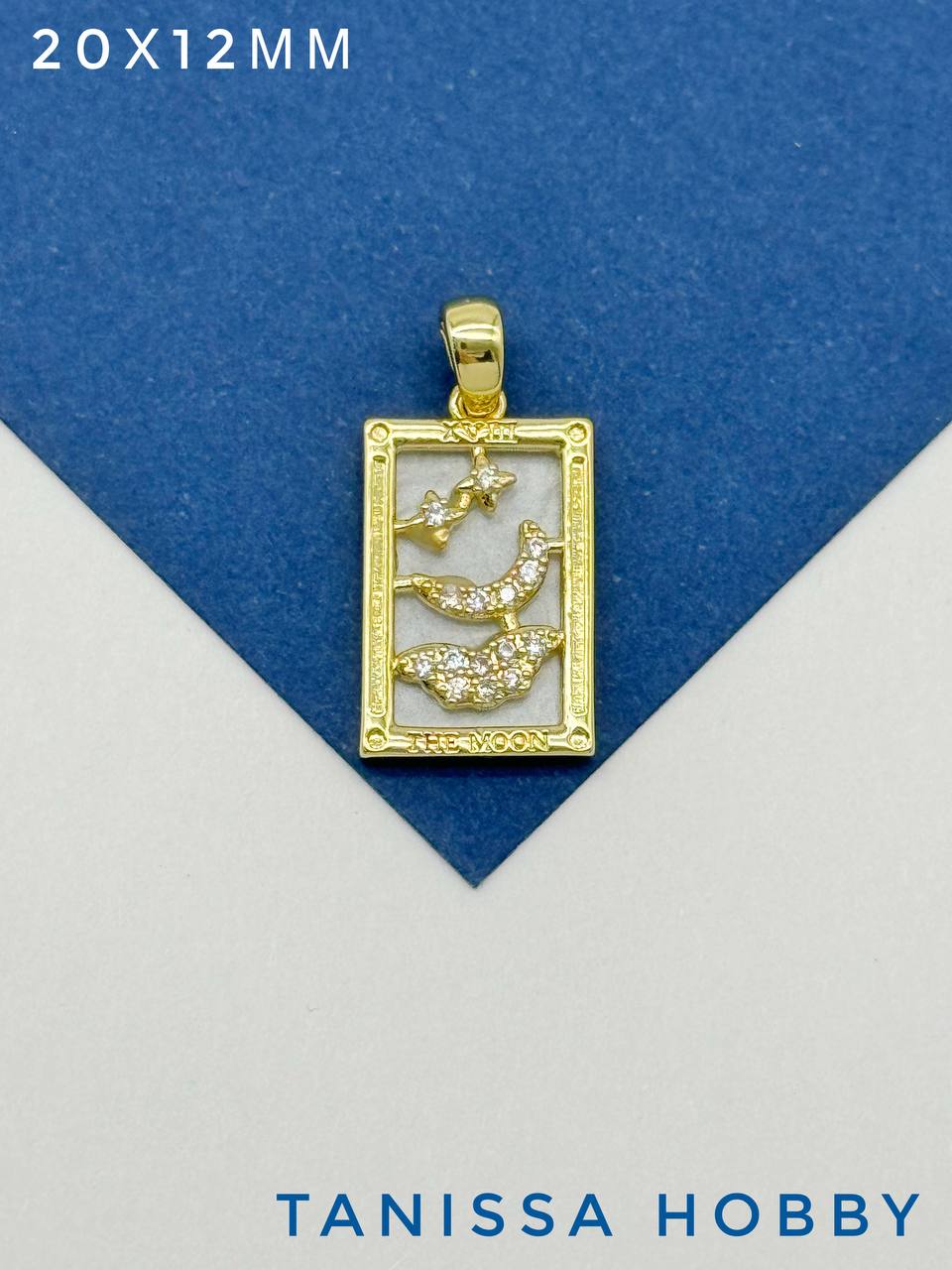 Подвеска карты Таро Луна, белая, позолота, Р431