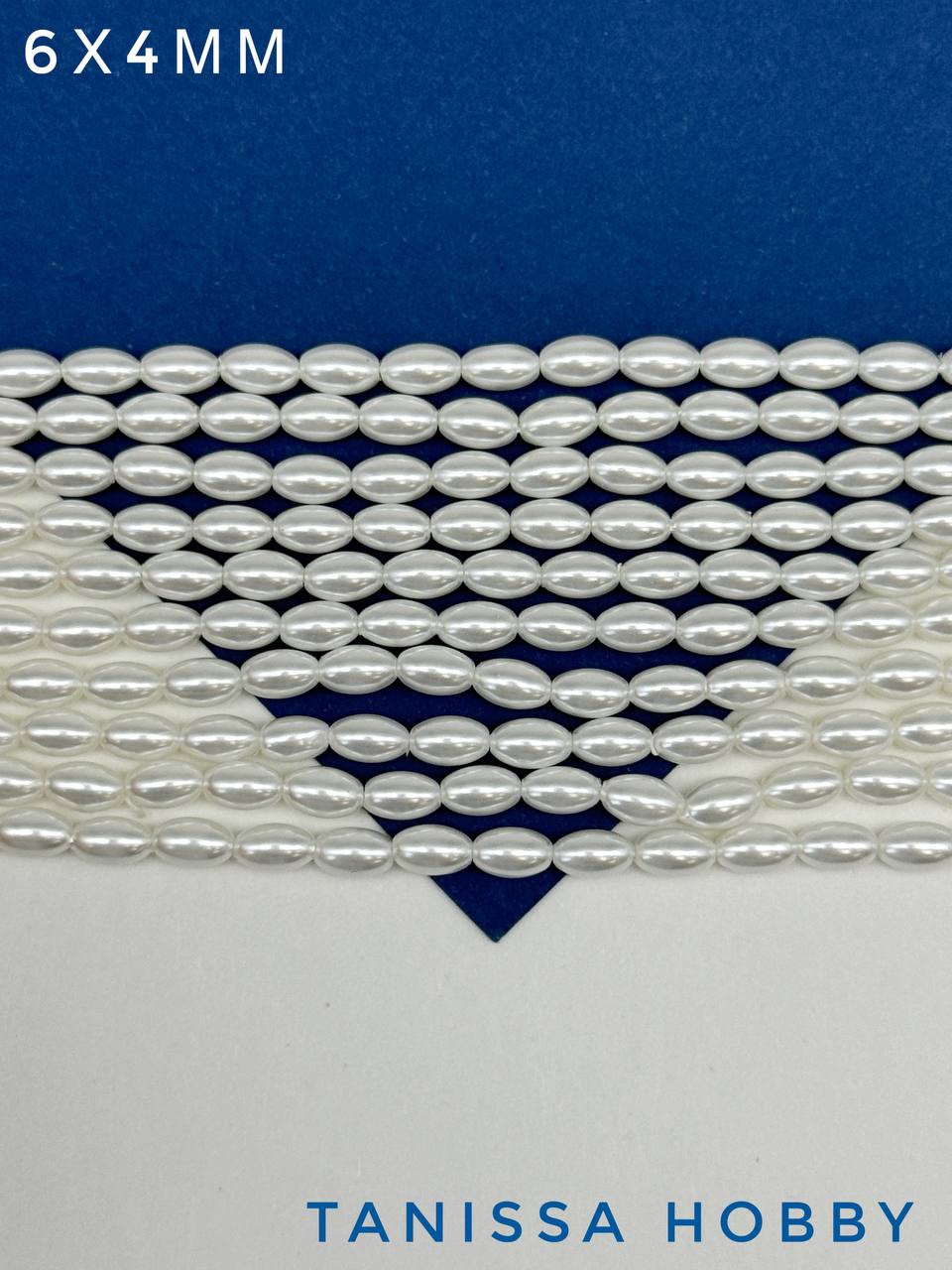 Жемчуг Майорка, рис 6х4мм, белый, нить, МА144