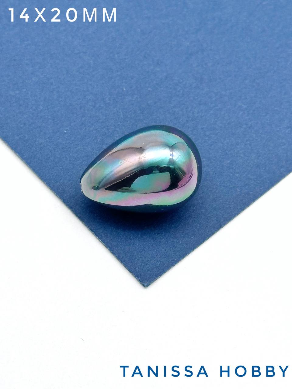 Жемчуг Майорка, полупросверленный, капля, черный, 14х20мм, МА047