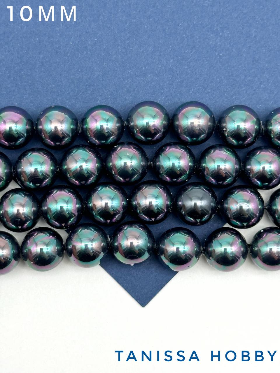 Жемчуг Майорка, круглый, черный радужный, 10мм, нить, МА020