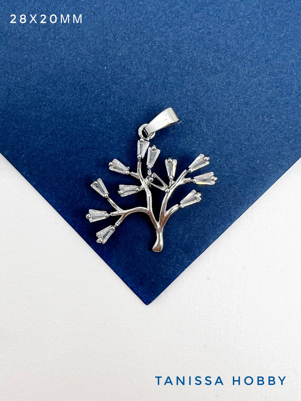 Подвеска дерево с фианитами, родий, Д307
