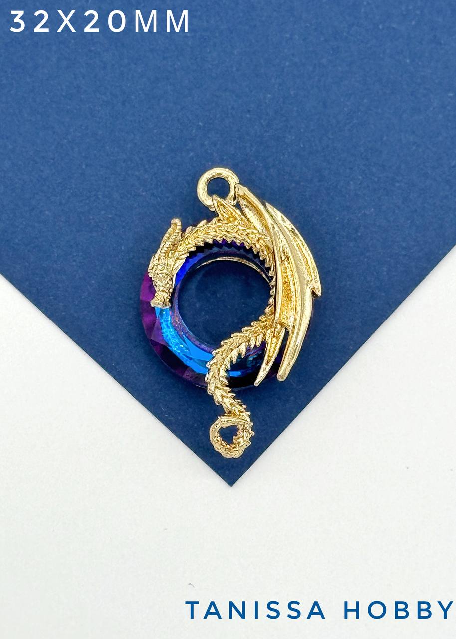 Подвеска Дракон, рондель Heliotrope, позолота, Д152