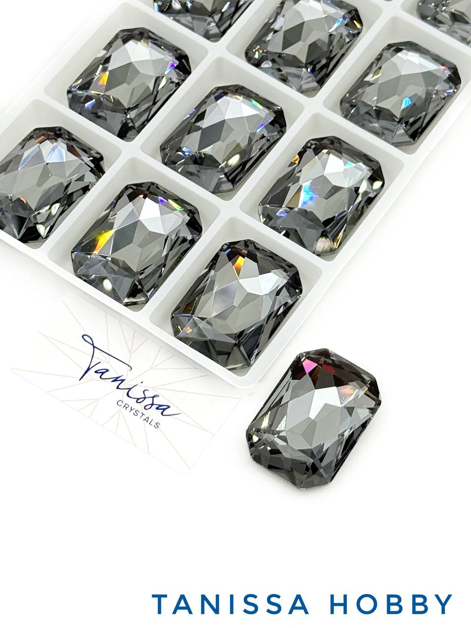 Кристалл прямоугольник Octagon, Grey, 27х18мм, Tanissa Crystals, СТ536