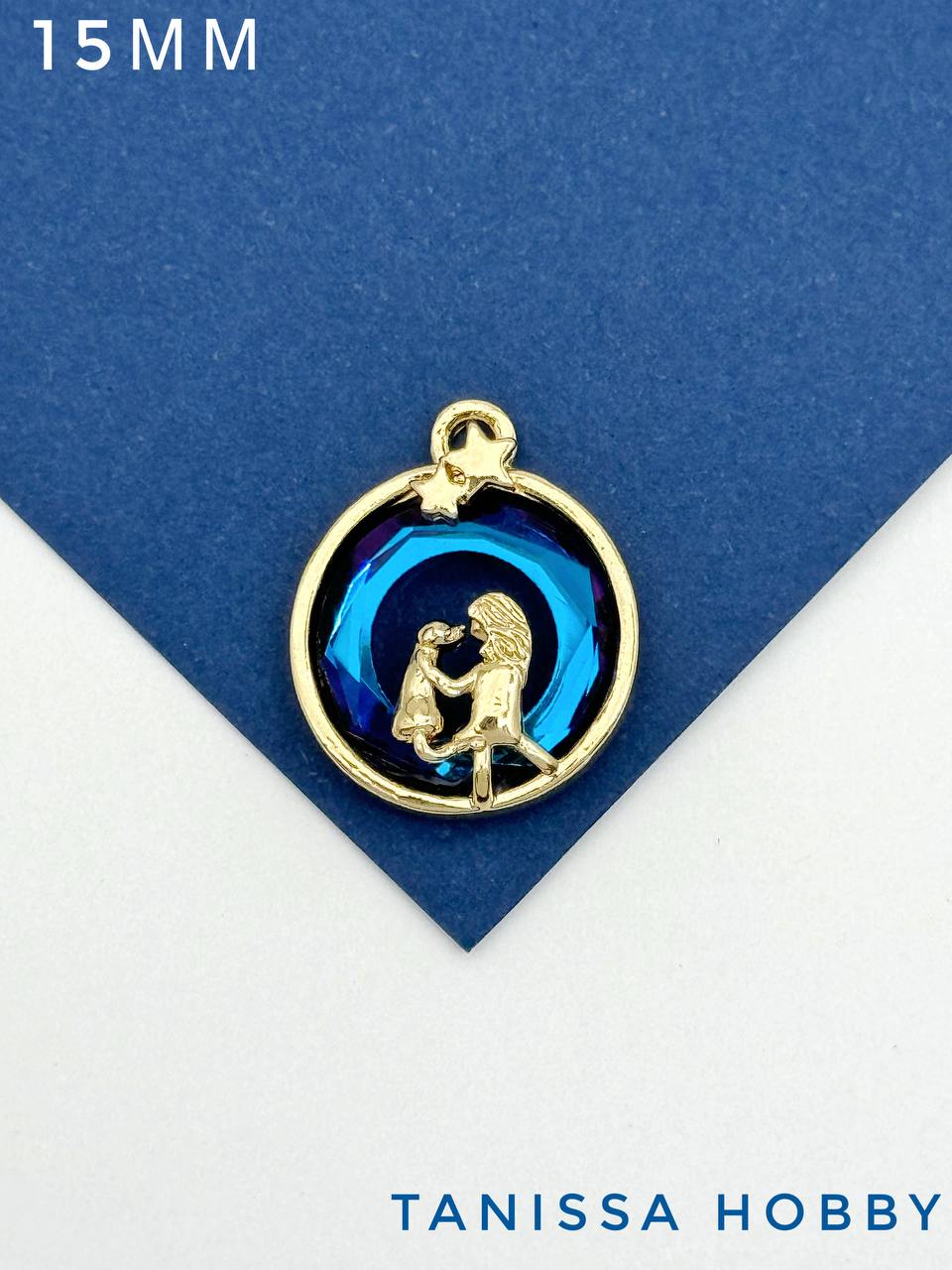 Подвеска Девочка и собака, рондель Heliotrope, позолота, Д132