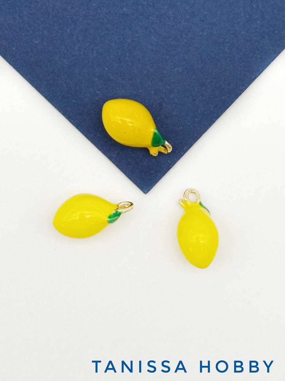 Подвеска лимон, желтая эмаль, 13мм, позолота, А918