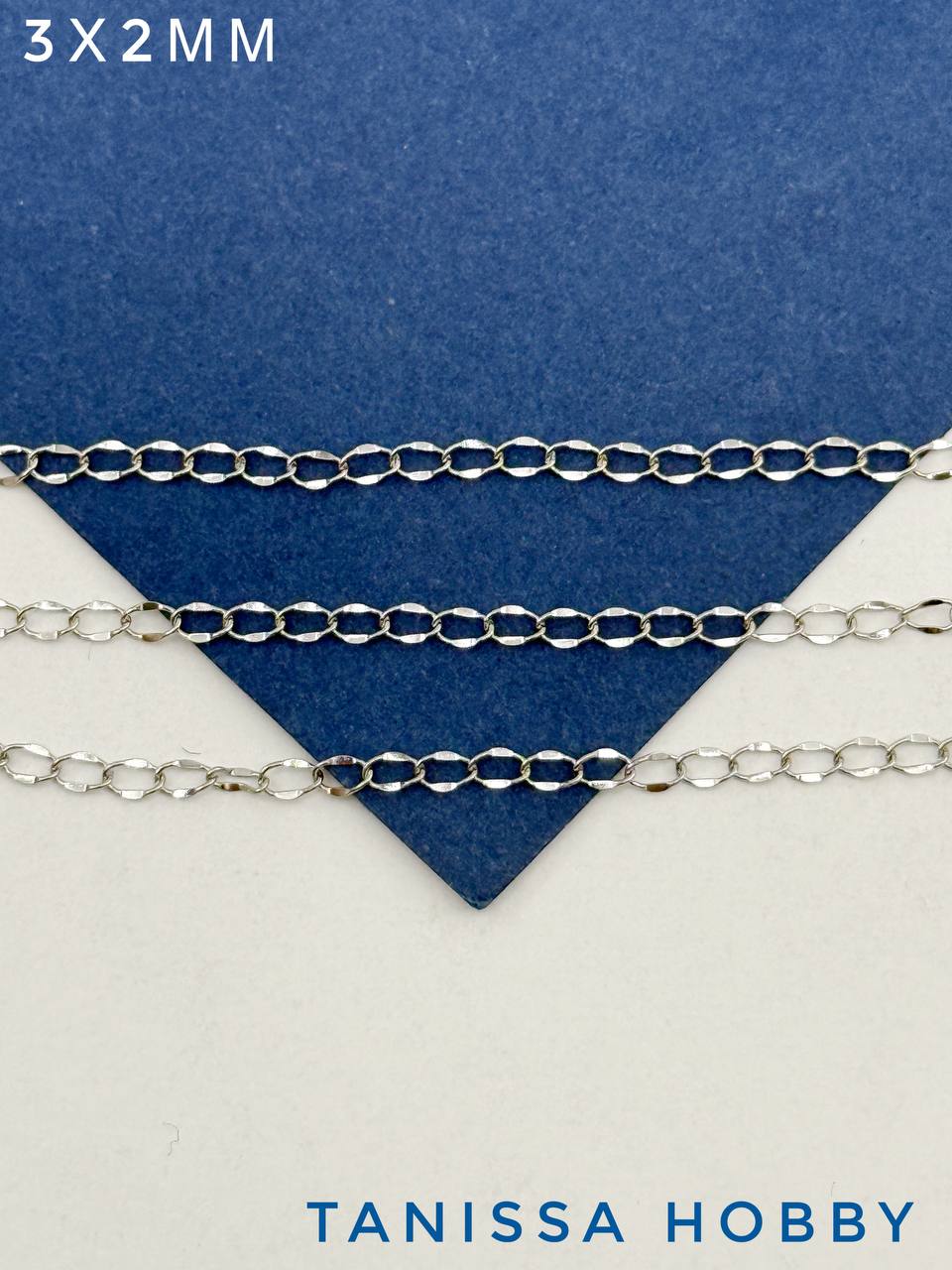 Цепочка панцирная овалы огранка 3х2мм, сталь, 50см, Ч967