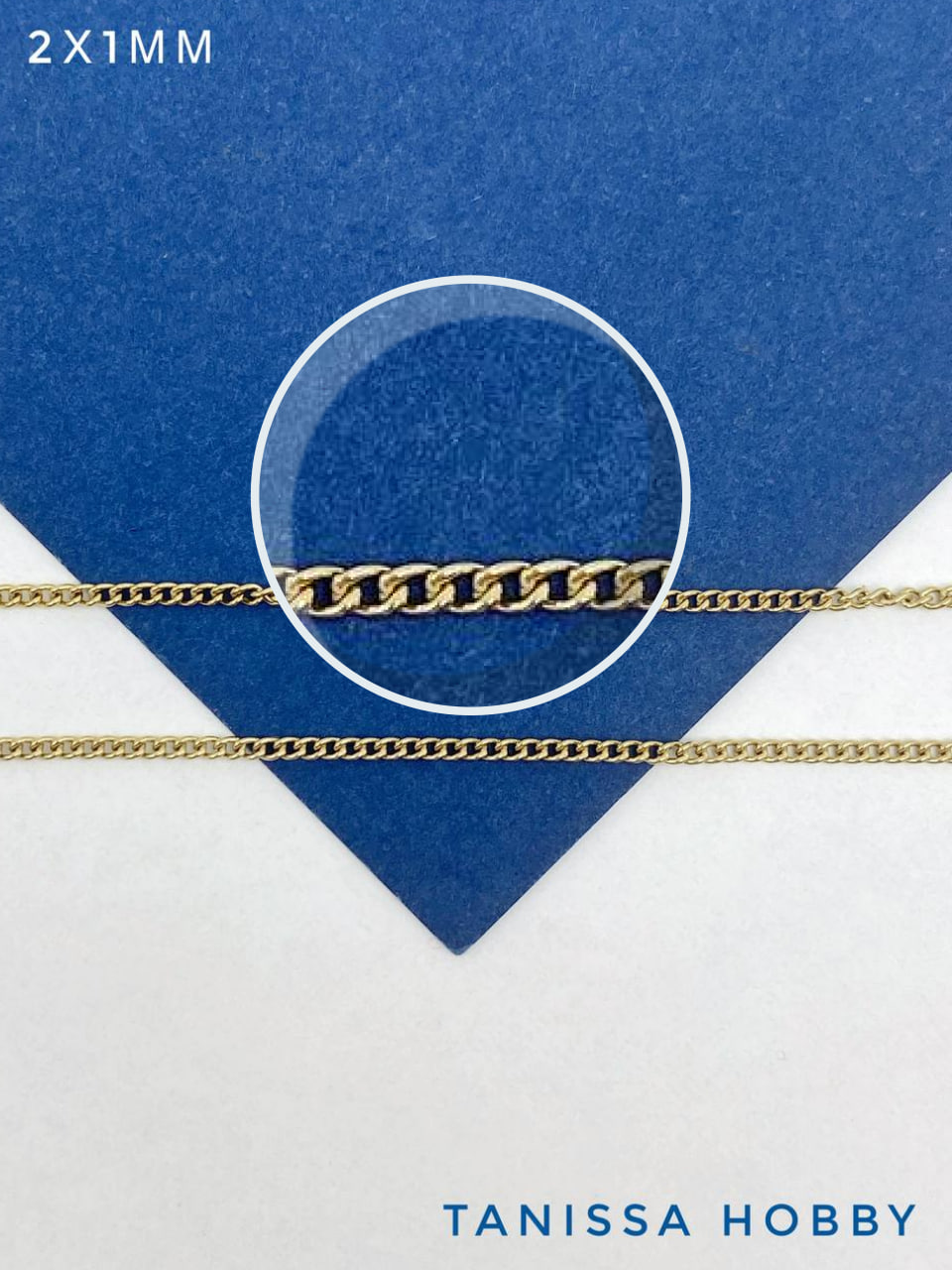 Цепочка тонкая панцирная, 2х1мм, сталь, позолота, 50см, Ч991