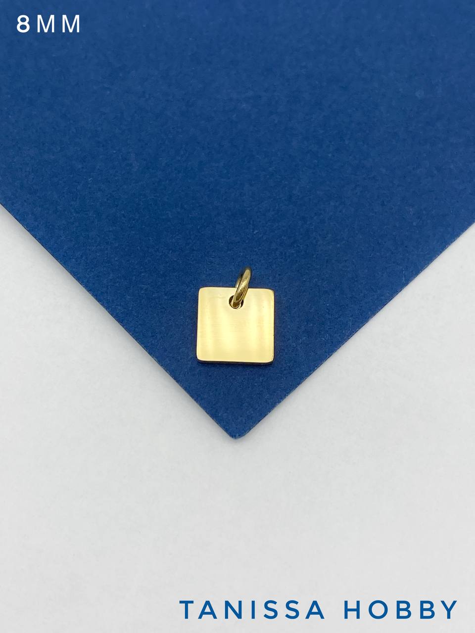 Подвеска квадрат шильдик, 8мм, сталь, позолота Ш222