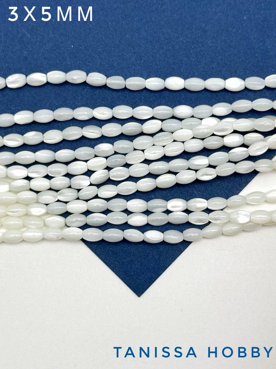 Перламутр бусины овал рис, 5х3мм, нить, ПМ043