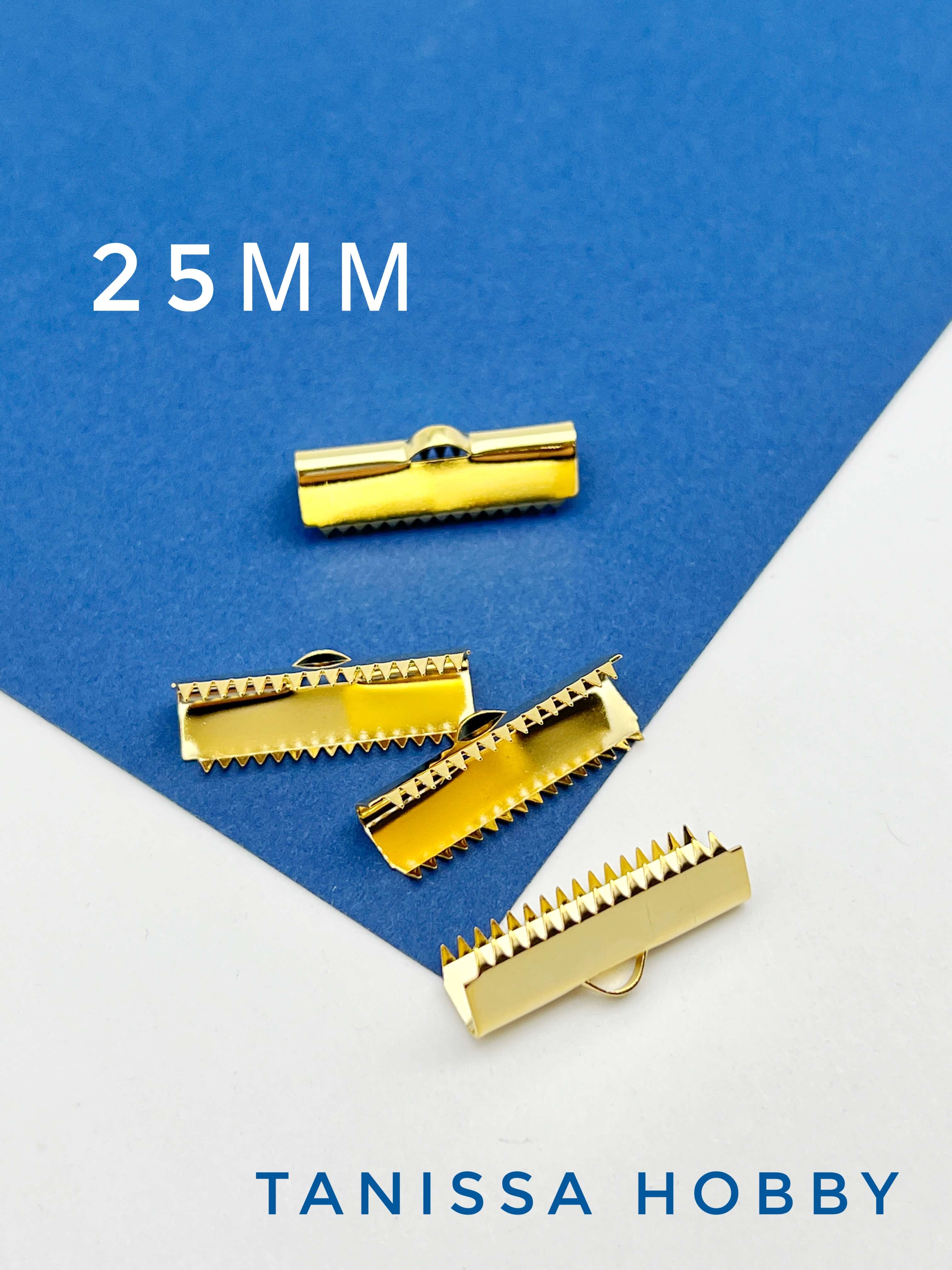 Концевик зажим для бижутерии 25мм, сталь с позолотой, штука. К810