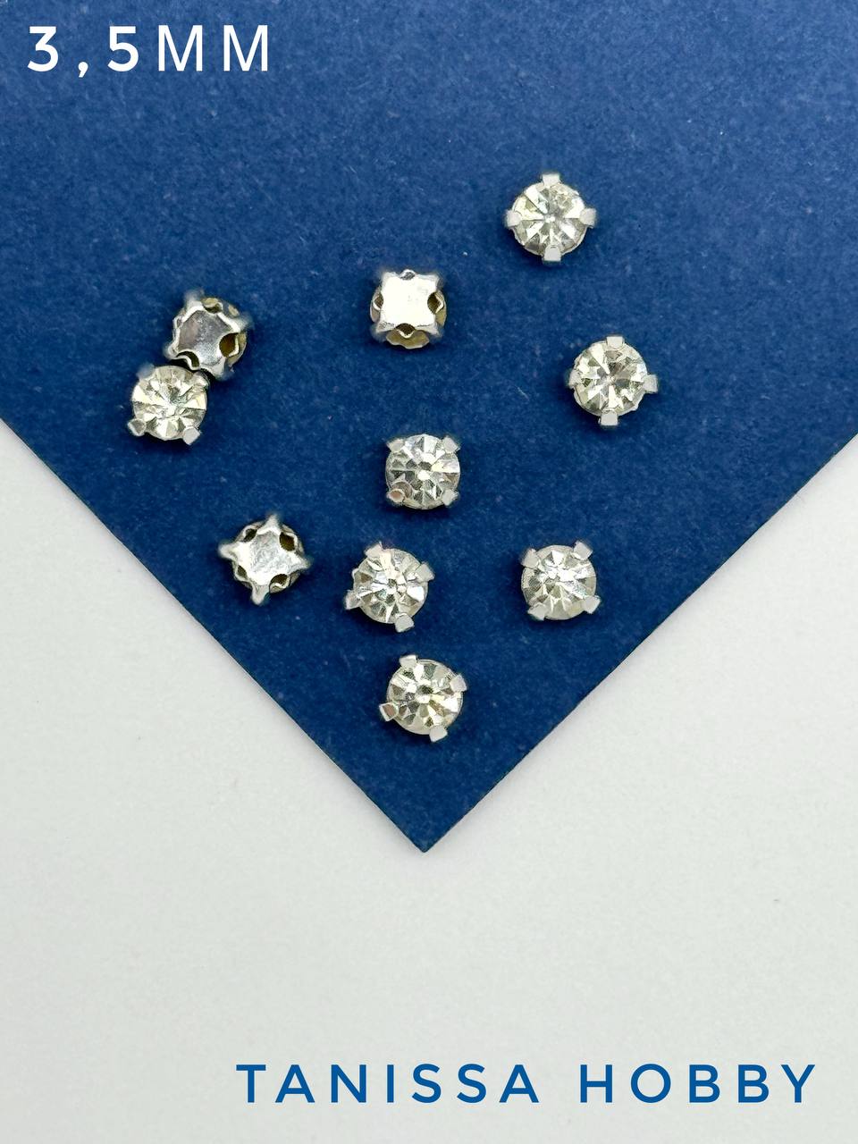 Стразы Шатоны, 3,5мм прозрачный, серебро, 14SS, 10 штук, СТ201
