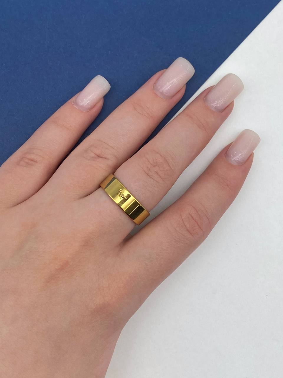 Основа для кольца гладкая с разъемным колечком, сталь, позолота, У118