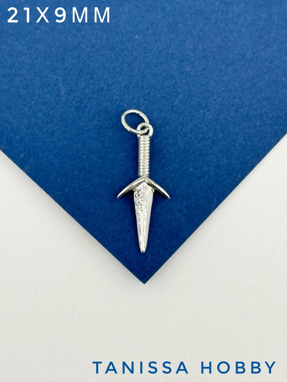 Подвеска меч кинжал 21х9мм, родий, Ю014