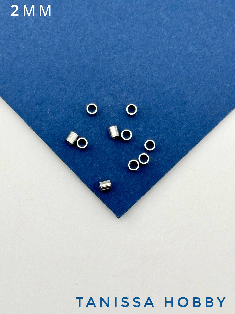 Кримпы зажимные трубочка 2мм, 10 штук, сталь, Ч204