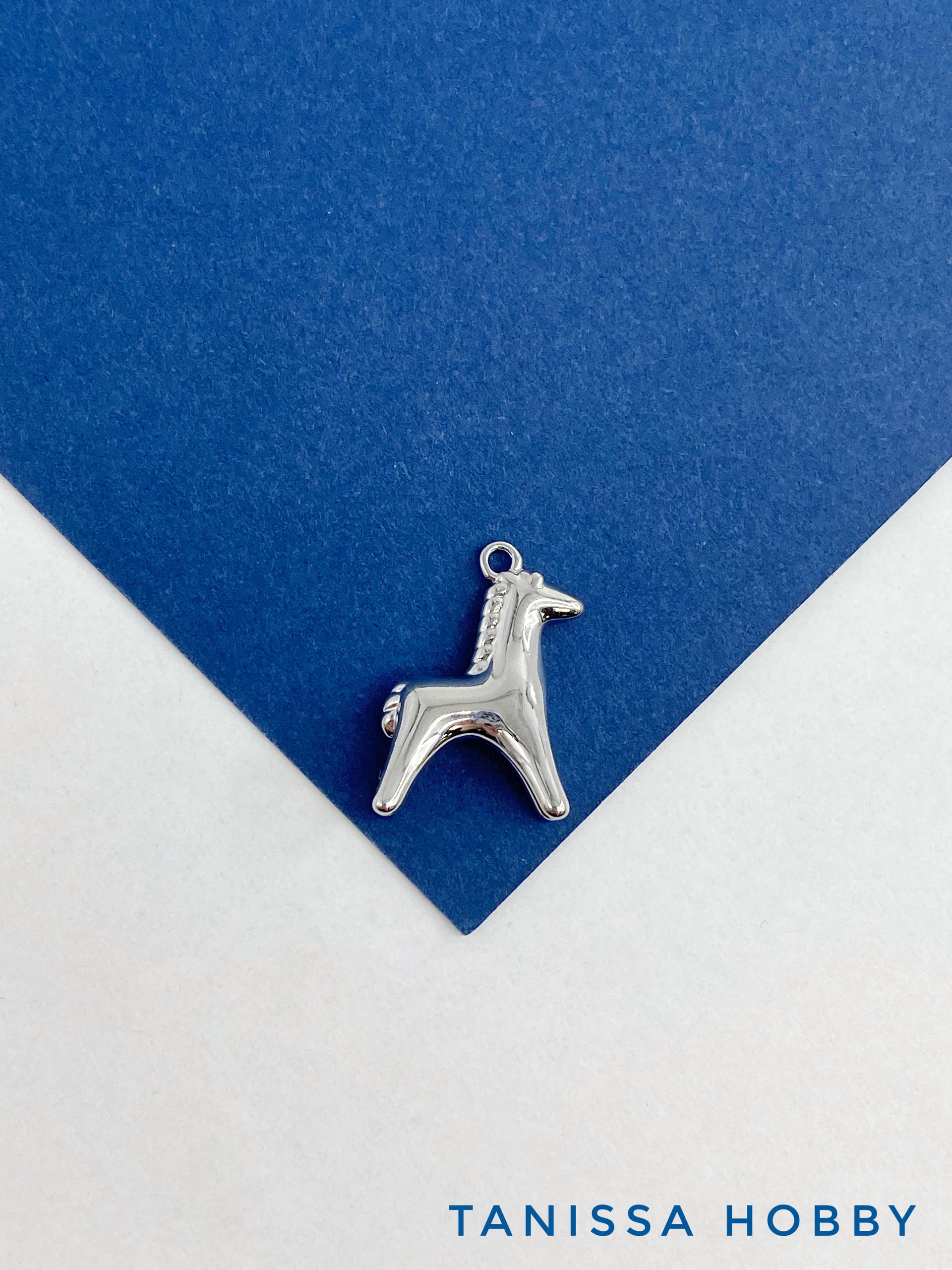 Подвеска лошадь, конь, 19х12мм, родий, Д413