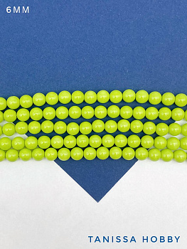 Жемчуг Майорка, зеленый лайм, Light Green, 6мм, нить, МА193