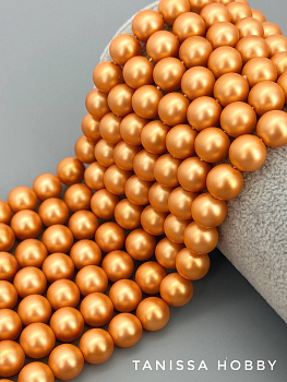 Жемчуг Майорка, оранжевый, Matte Orange, 10мм, нить, МА298