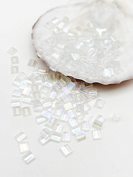 Бисер MIYUKI TILA beads, TL250, 5гр, прозрачный с радужным покрытием. МЮ102