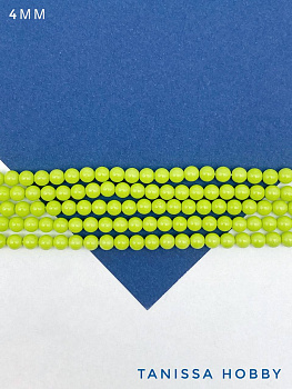 Жемчуг Майорка, зеленый лайм, Light Green, 4мм, нить, МА192