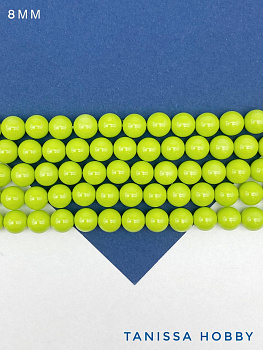 Жемчуг Майорка, зеленый лайм, Light Green, 8мм, нить, МА194