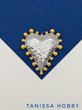 Подвеска сердце, биколор, сталь, позолота, Ш532