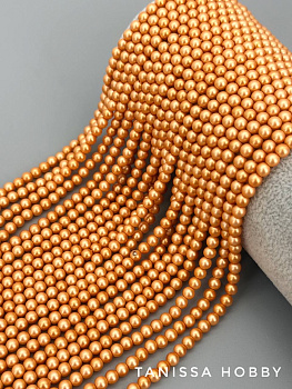 Жемчуг Майорка, оранжевый, Matte Orange, 4мм, нить, МА295