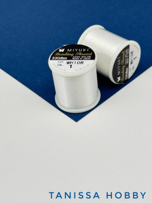 MIYUKI Миюки Нить для бисера Beading Thread, 50 метров (01- Белый, МЮ018)